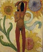 Paul Gauguin, Caribbean Woman, or Female Nude with Sunflowers